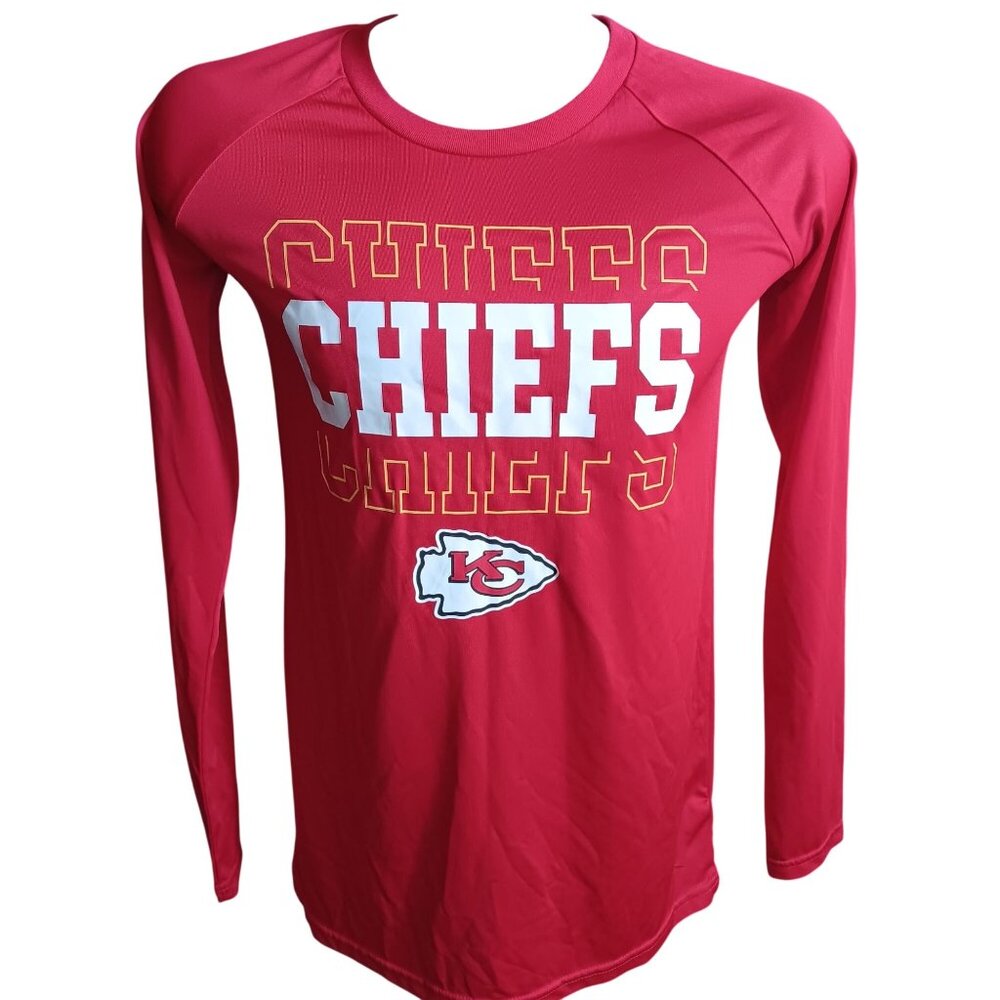 Small Kansas City Chiefs T-shirt Red Long Sleeve Shirt Mens Lightweight Athletic